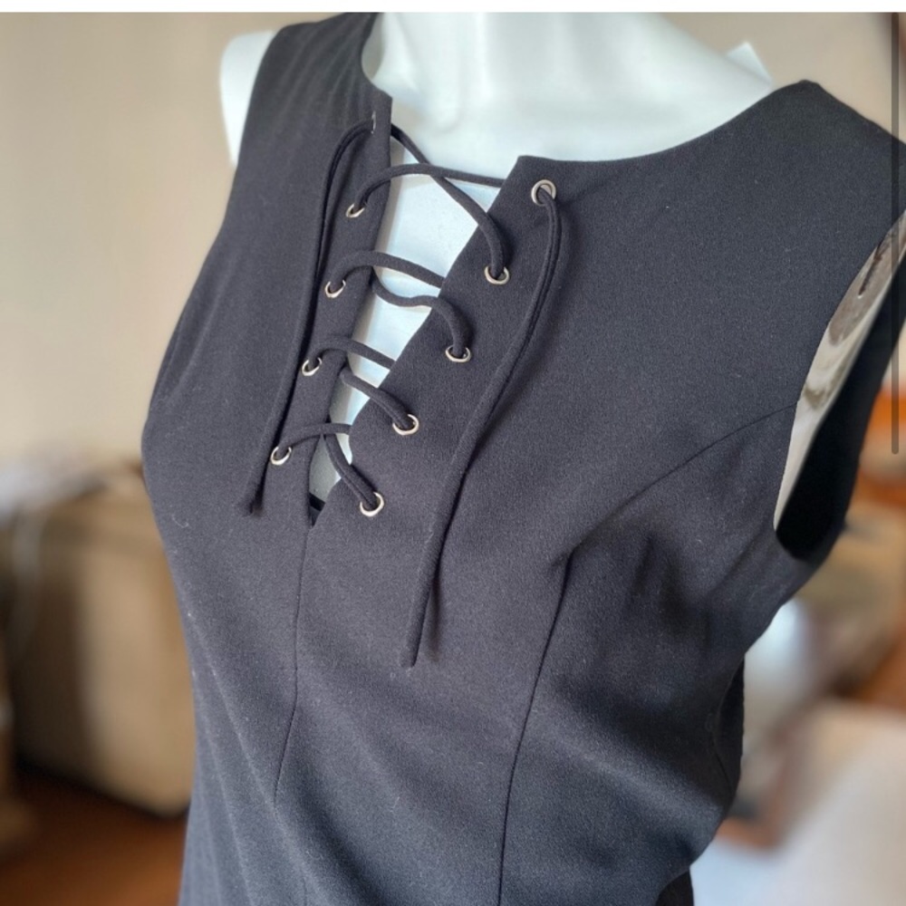 1. State sleeveless black dress